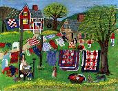 Washing the Red White & Blue Quilts Folk Art Print