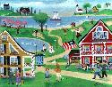Primitive Americana Golf Resort Folk art Print