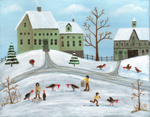 Thanksgiving Turkey Chase 11x14 print