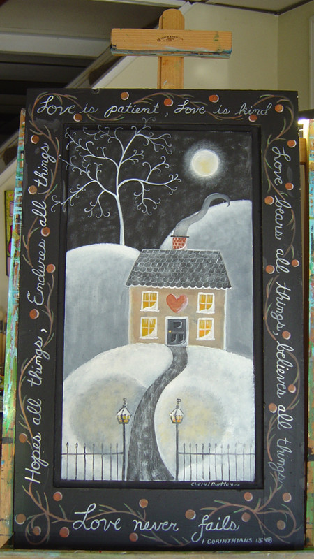 Antique wooden sign Winter Corinthians "LOVE"