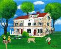 Ruffloer House with dogs, cats & crows Summertime