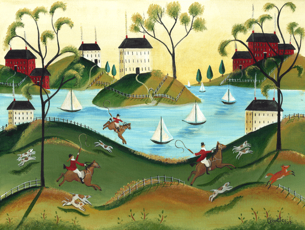 Primitive Old English Fox Hunt Print