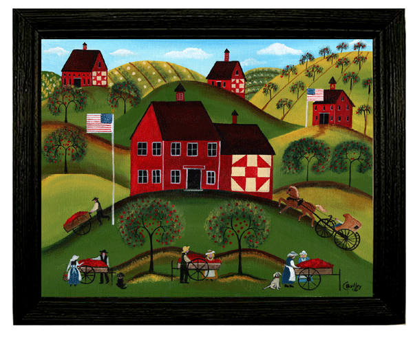 Red Barn Quilts Apples of Yesteryear Print 11x14