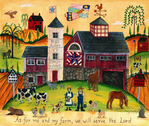 We will serve the Lord Folk Art painting SOLD