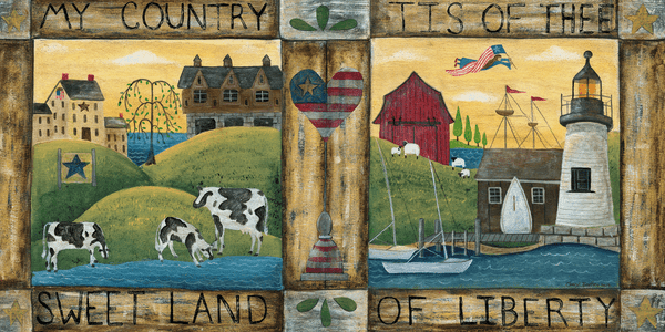 My Country Tis of Thee Angel Original Folk Art Painting on Wood SOLD