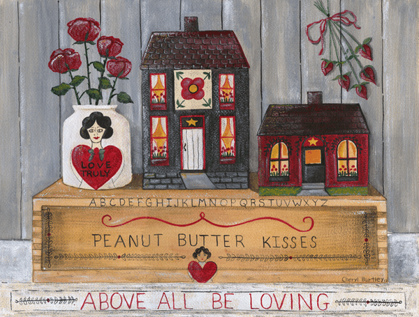 Peanut Butter Kisses Be Loving Original Folk Art Painting