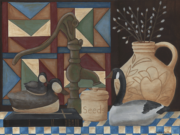 Ducks Geese and Prayer Folk Art Painting