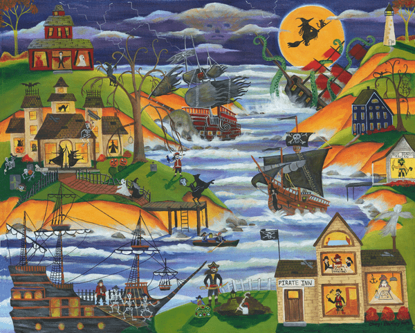 Pirate Cove Inn Original Folk Art Painting SOLD