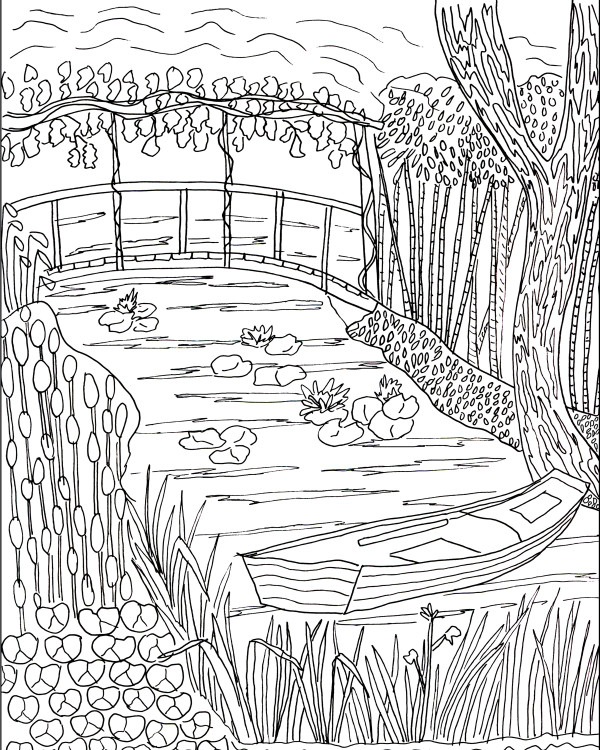 Lily Pad Boat Water Garden FREE Coloring PAGE