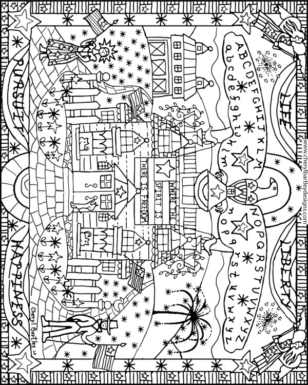 LIFE LIBERTY FREE COLORING CRAFT PAGE