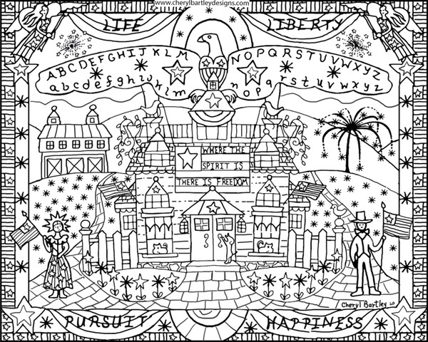 LIFE LIBERTY FREE COLORING CRAFT PAGE