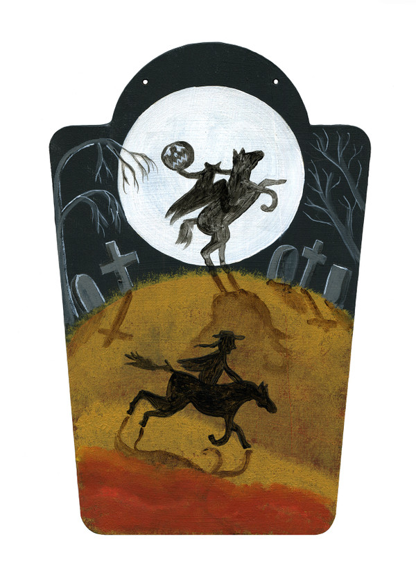 Original painting Halloween Headless Horseman Ride