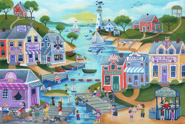 Purple Lantern Harbor Original Painting
