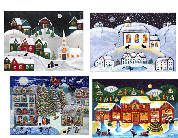 Scottie Dog Greeting Cards 4 Pkg