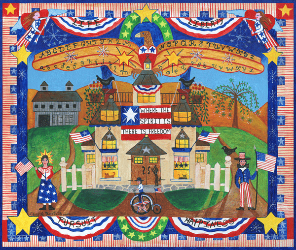 SPIRIT OF AMERICA FOLK ART SAMPLER PRINT