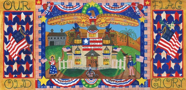 AMERICAN FOLK ART PAINTING LIFE LIBERTY PURSUIT HAPPINESS SOLD