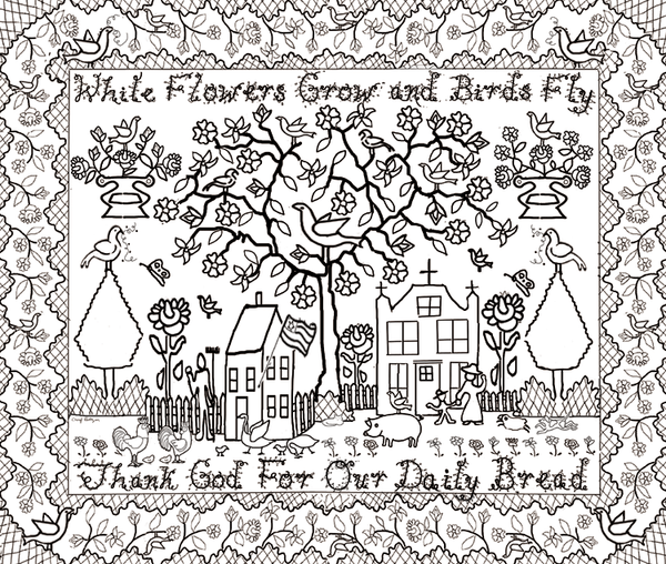 Our Daily Bread Sampler Folk Art Outline Needle Point