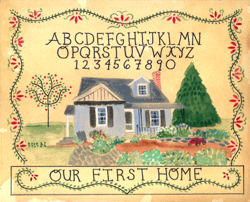 OUR FIRST HOME FOLK ART PAINTING SAMPLER