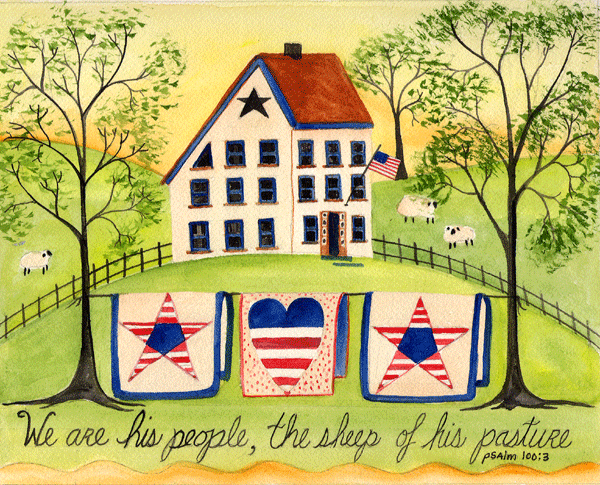 WE ARE HIS PEOPLE FOLK ART PRINT SAMPLER