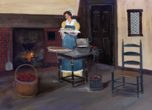 Primitive Pie Maker Folk Art Painting