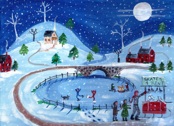 WInter Landscape Skates 4 Rent under the Moonlight