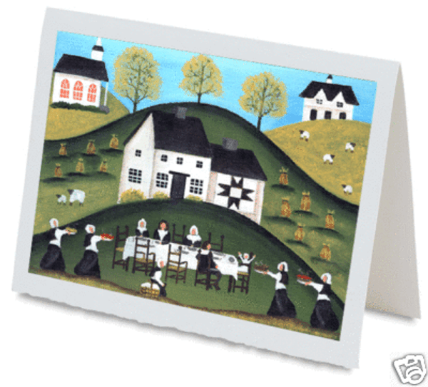 THANKSGIVING TURKEY GREETING CARD FOLK ART HANDMADE