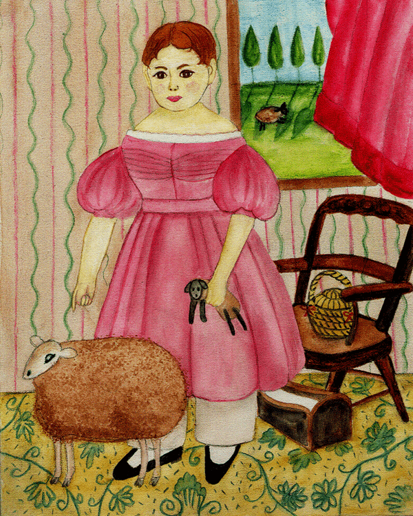 Primitive Girl with sheep
