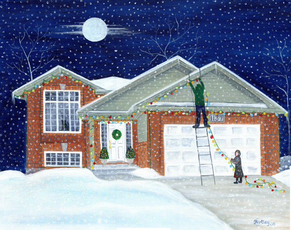 Rochelle House Christmas Folk Art Painting