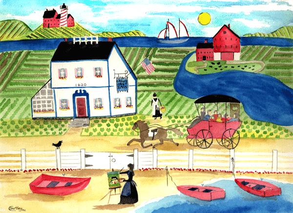 Crows Nest Inn by Ocean Folk Art Print
