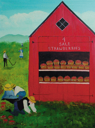 Strawberry Pickers Farm Stand Huge Red Barn