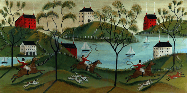 Primitive Folk Fox Hunt by Ocean Print