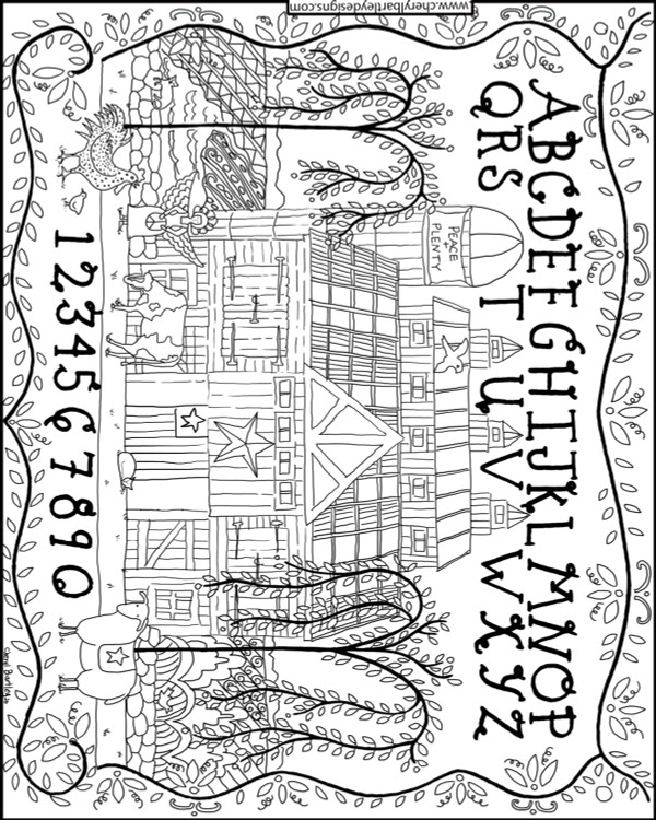 Country Barn Sampler FREE Coloring Craft Download
