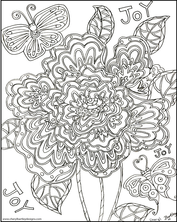Joy Butterfly Flowers FREE Coloring Craft Page
