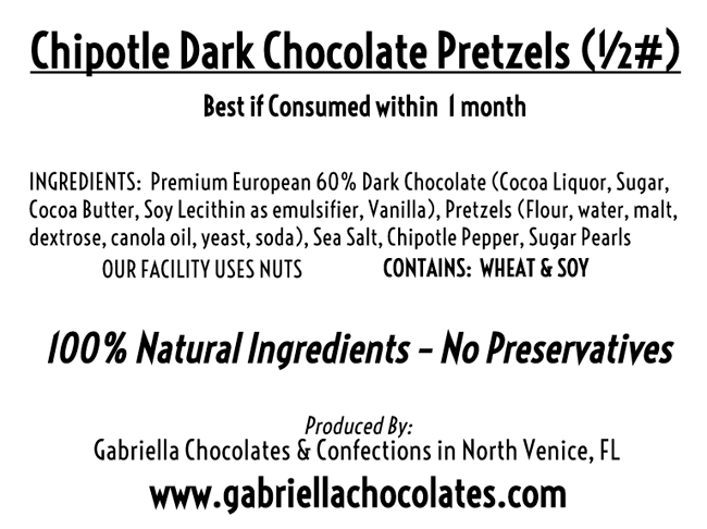 Chocolate Dark Chocolate spicy pretzels allnatural ingredients