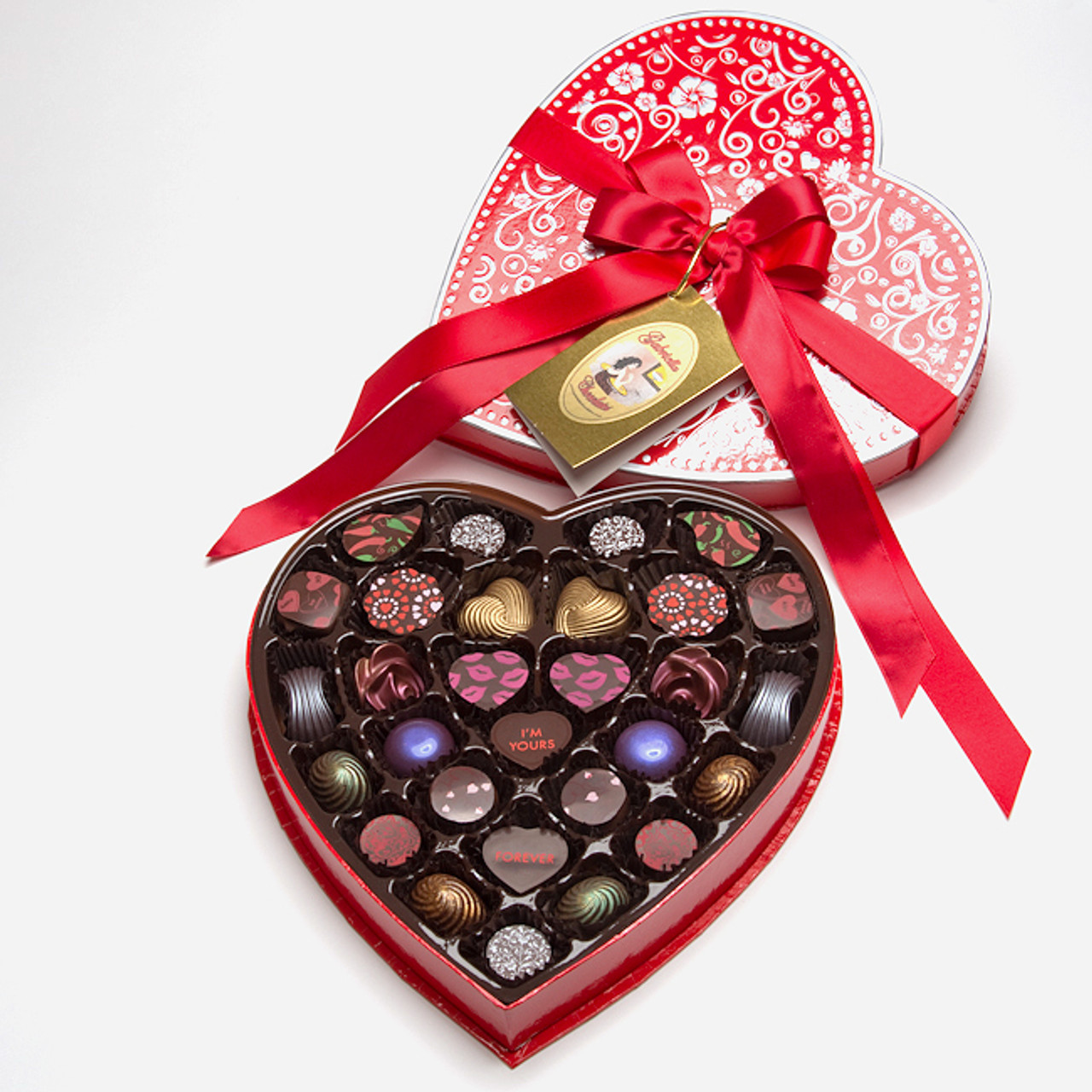 Valentine's Day Dark Chocolate Heart Box - 29 pc. - Gabriella Chocolates  Confections