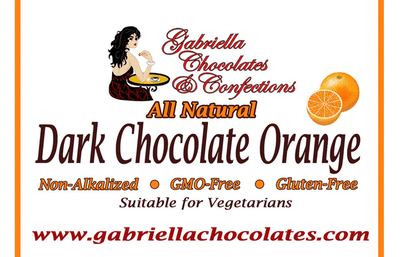 • 60%   Dark chocolate Orange 46 grams.)

•Gluten-Free • GMO-Free • Dark Chocolate Suitable for Vegans