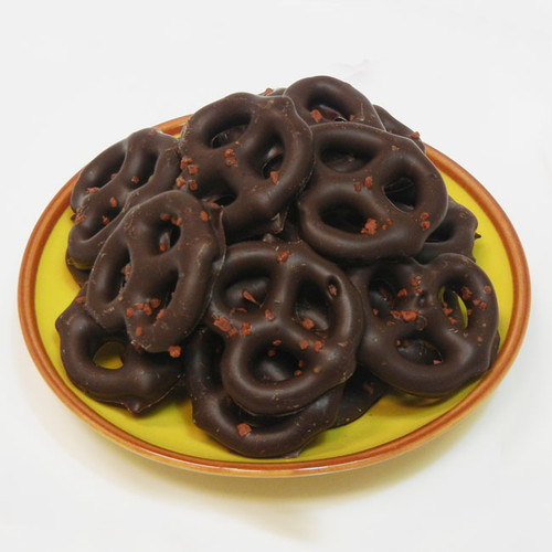 Dark Chocolate Hawaiian Red Sea Salt Pretzels:  We use only high-quality Dark Chocolate to drench crunchy mini pretzel twists. Then, while the chocolate is still soft, we sprinkle them with coarsely ground Alaea Hawaiian Red Sea Salt for a unique and pleasant combination of flavors.  This treat, has the perfect balance of sweet and salty...