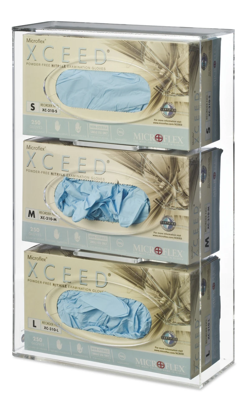 Triple Clear Acrylic Glove Box Holder | Shop Medical Equipment