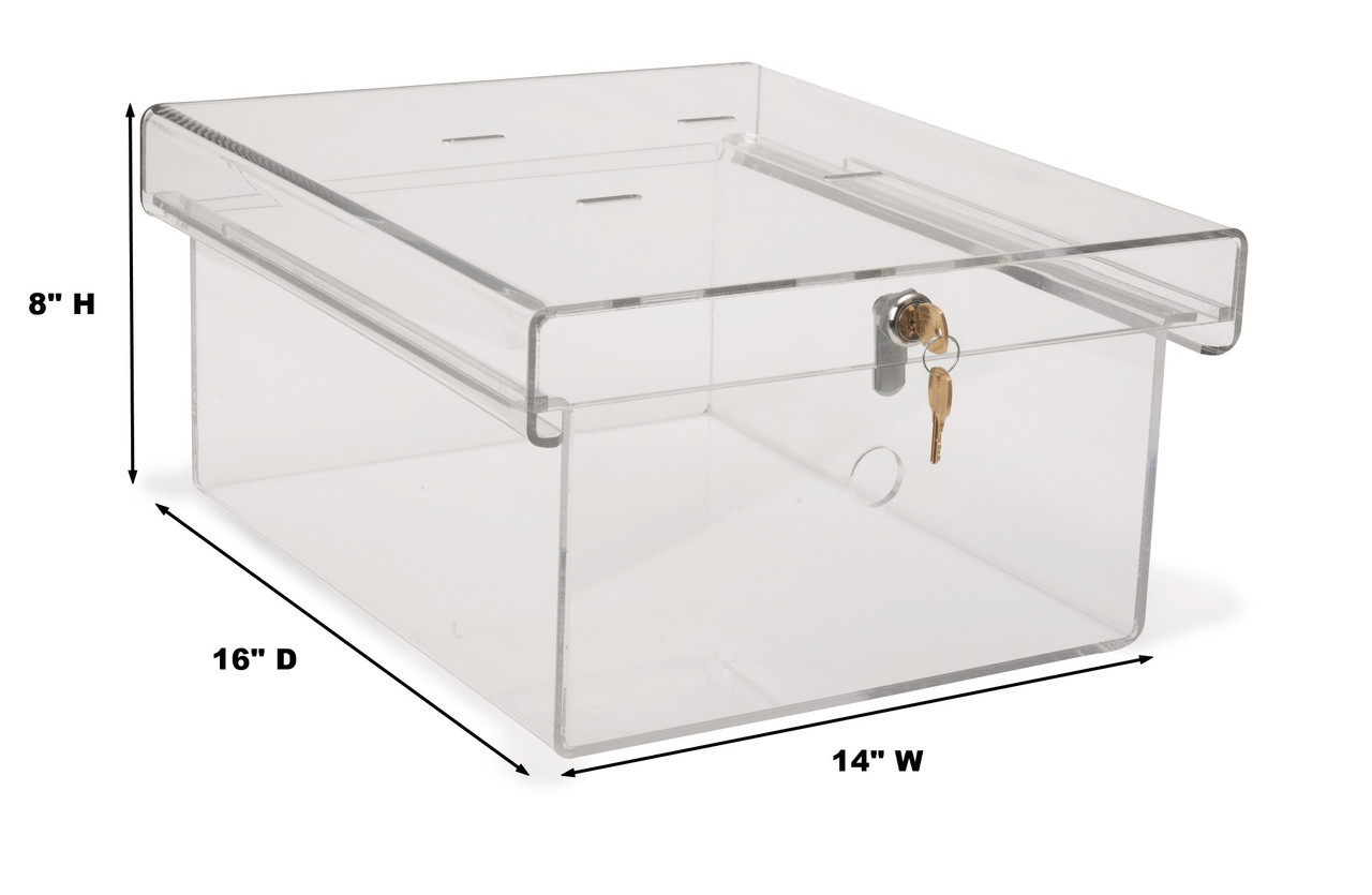 Clear Lucite Acrylic Modern Storage Bin With Latch & Scoop Options