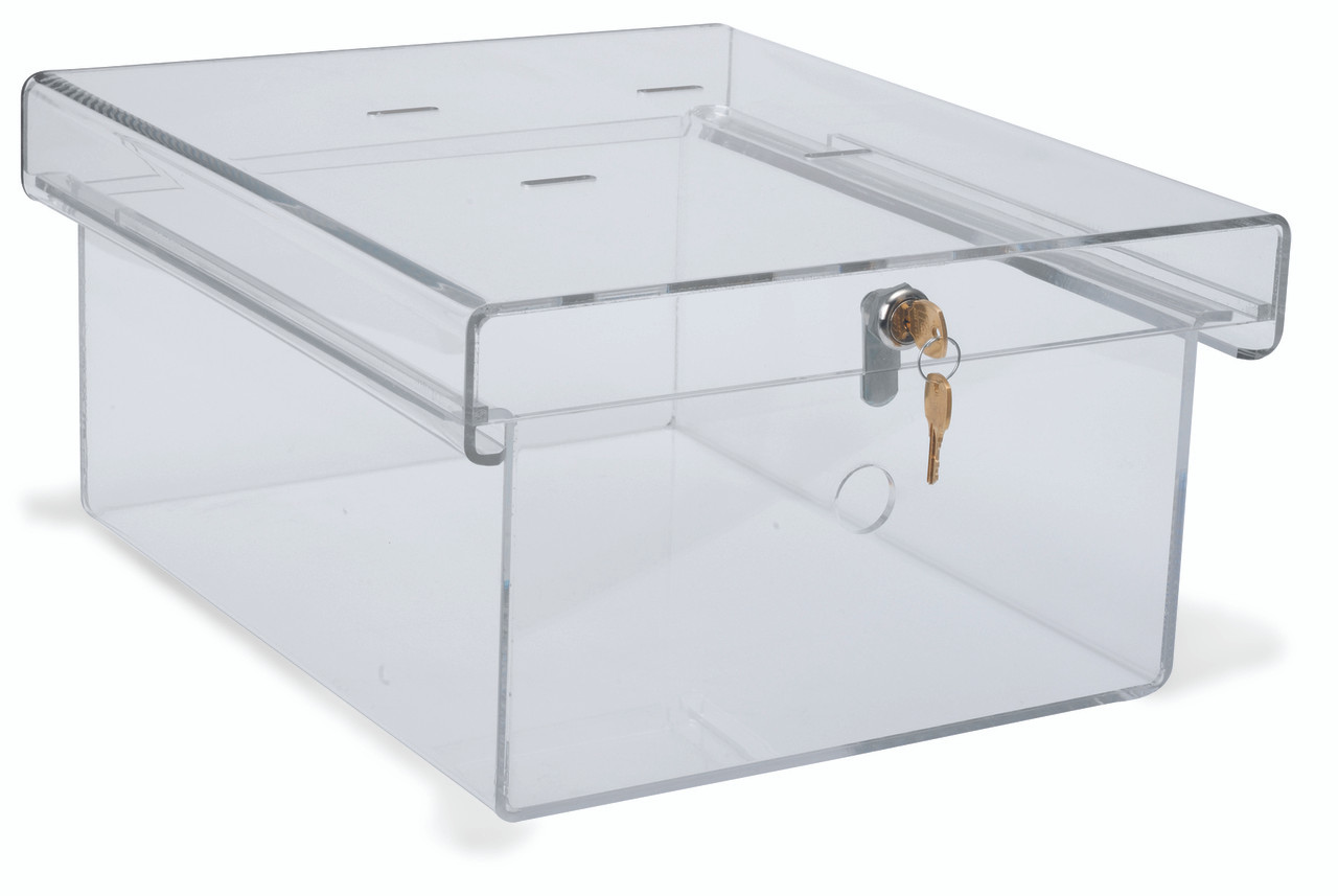 Clear Lucite Acrylic Modern Storage Bin With Latch & Scoop Options