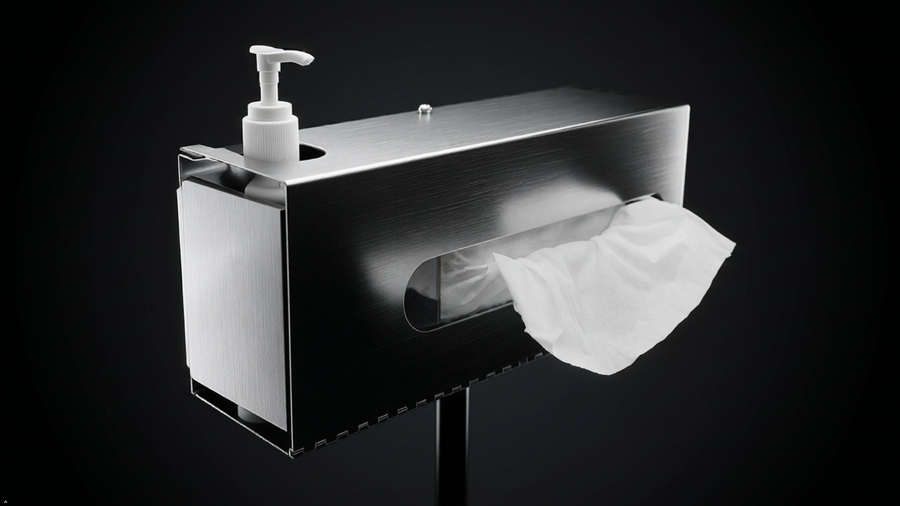 Freestanding Hand Sanitizer & Glove Dispenser Station