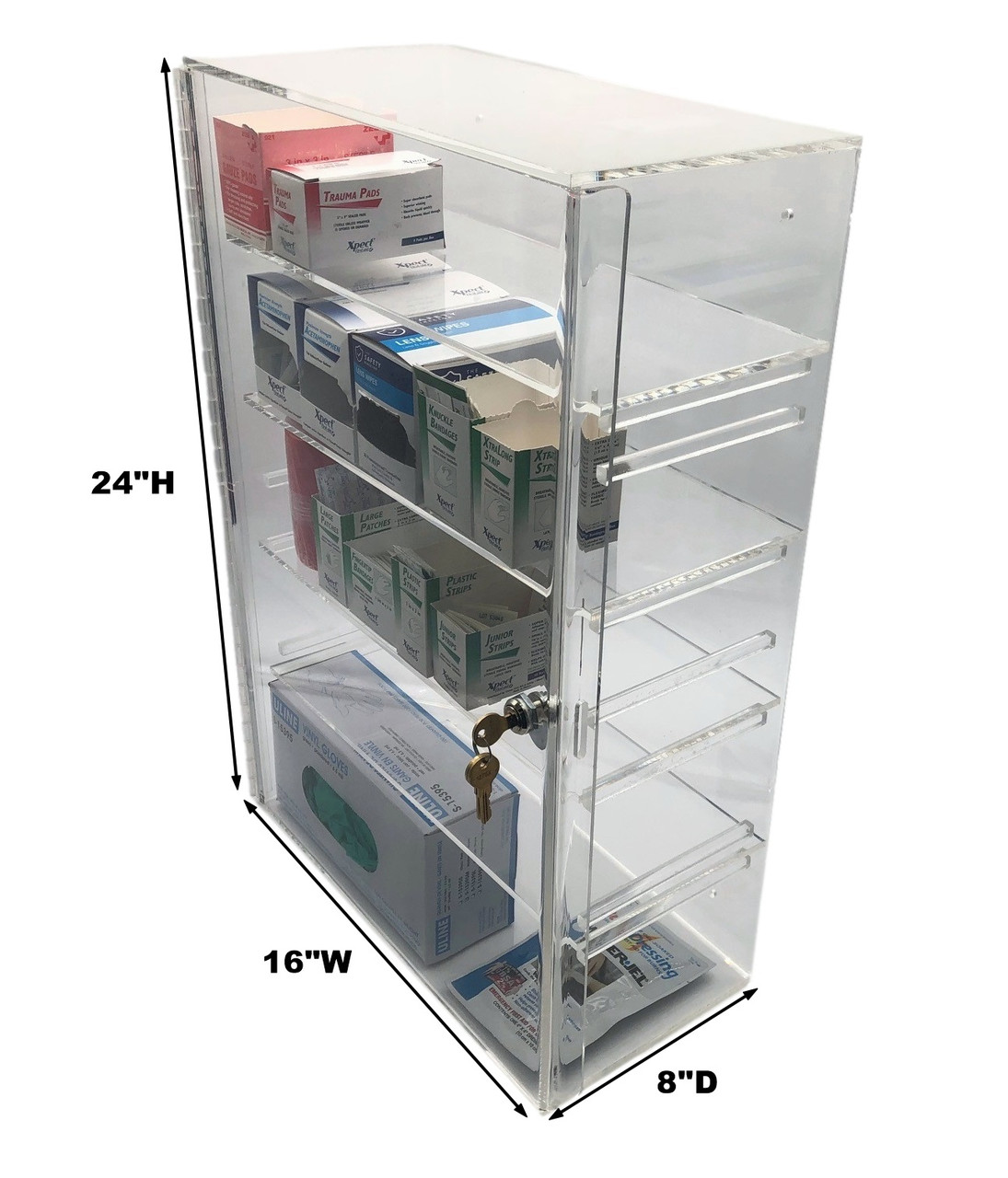 Transparent Utility Cabinet with 4 Shelves (Dimensions)