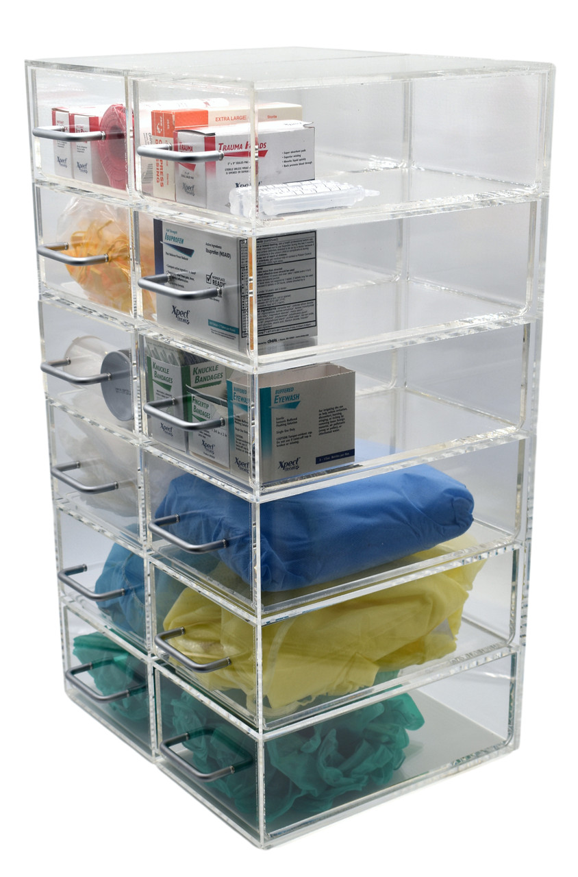 Heavy Duty Clear Pulling Medicine Drawer Cabinet (12 Drawers)