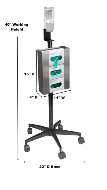 Mobile Glove & Hand Sanitizer Stand Dimensions