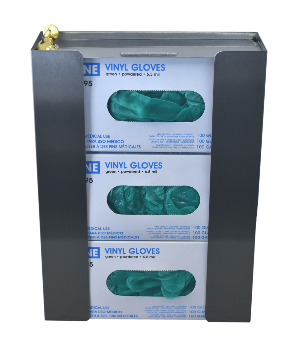 Triple Stainless Steel Locking Glove Box Holder Omnimed