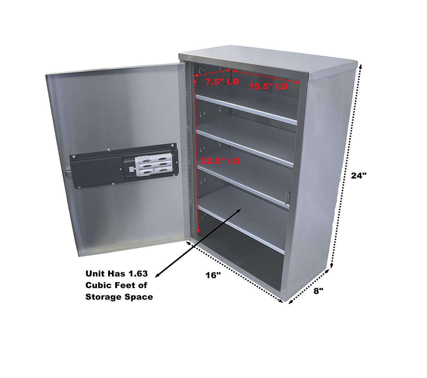 Deluxe Narcotic Cabinet w Audit Digital Lock (24″ H x 16″ W x 8″ D)