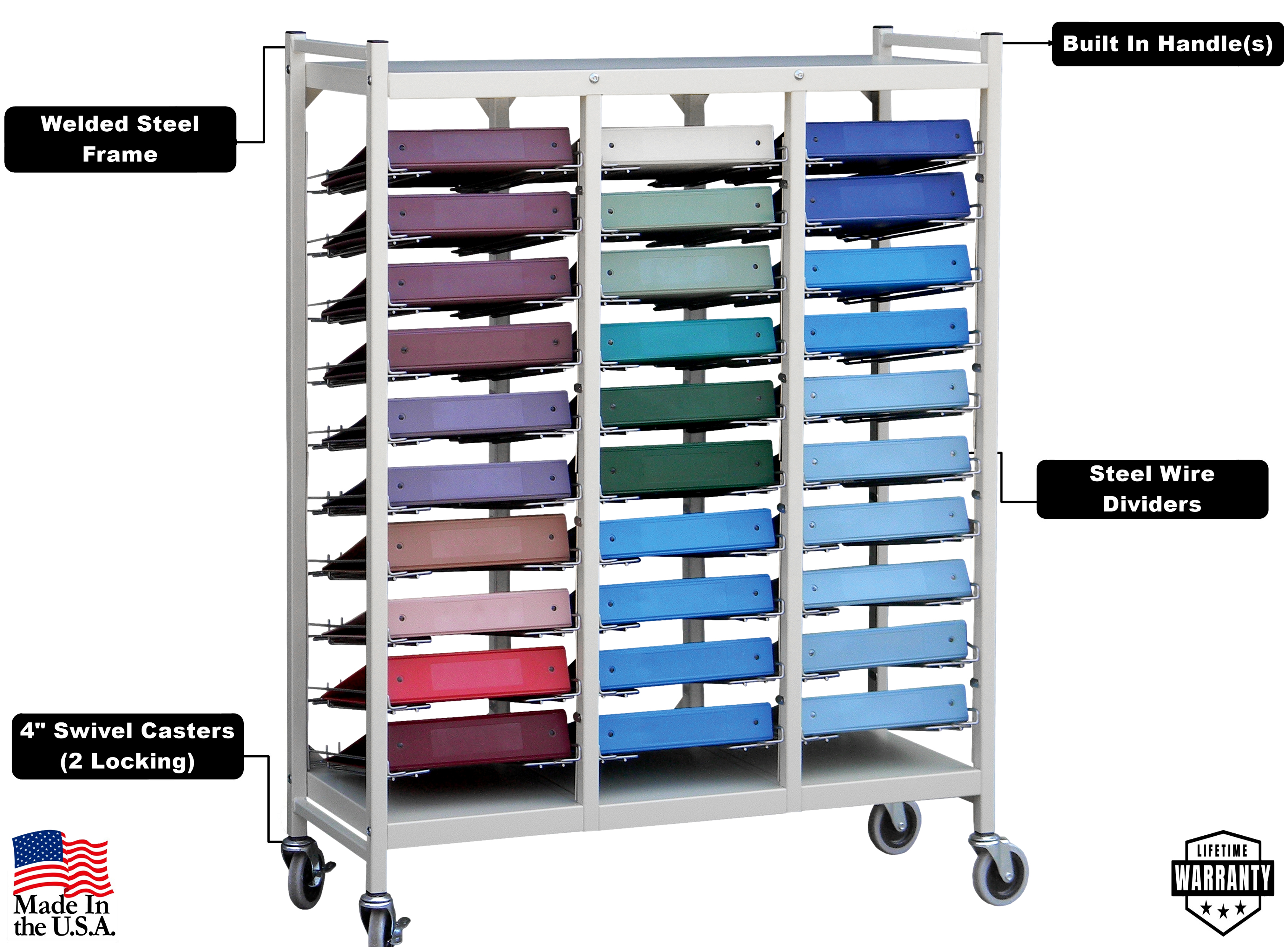Horizontal Open Chart Rack (8-60 Binder Capacity) - Omnimed