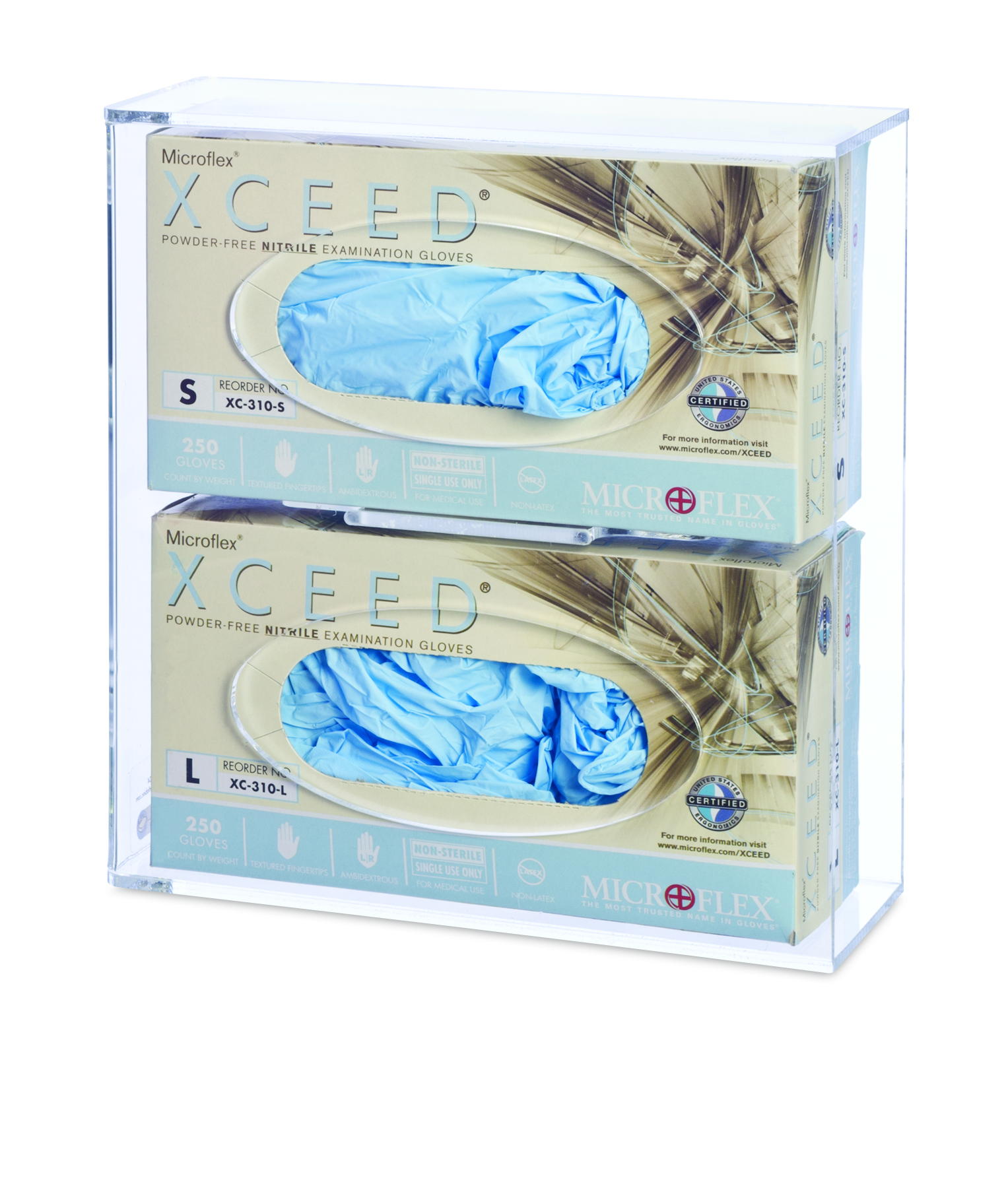Clear Double Deluxe Acylic Glove Dispenser | Omnimed