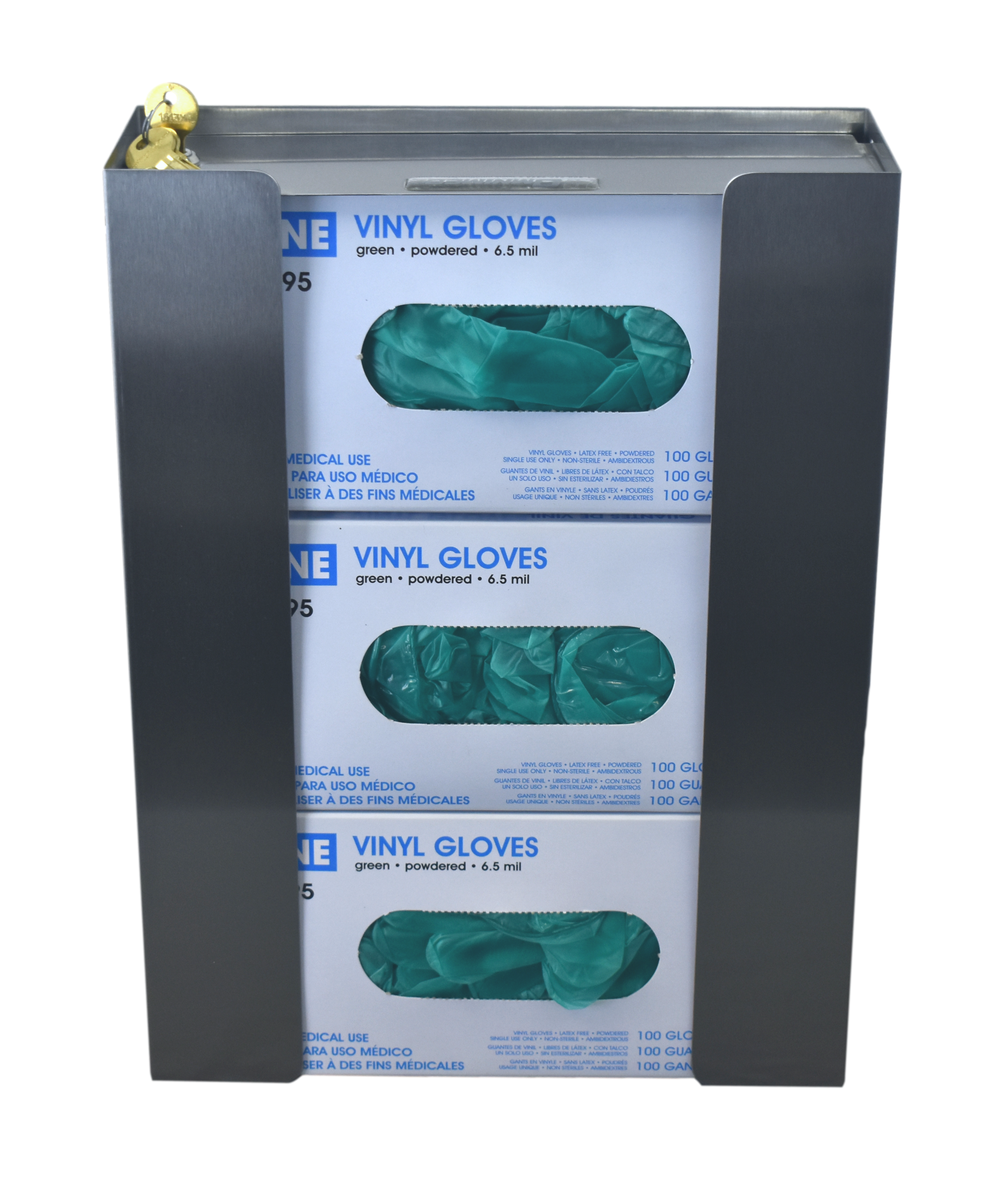 Triple Stainless Steel Locking Glove Box Holder| Omnimed