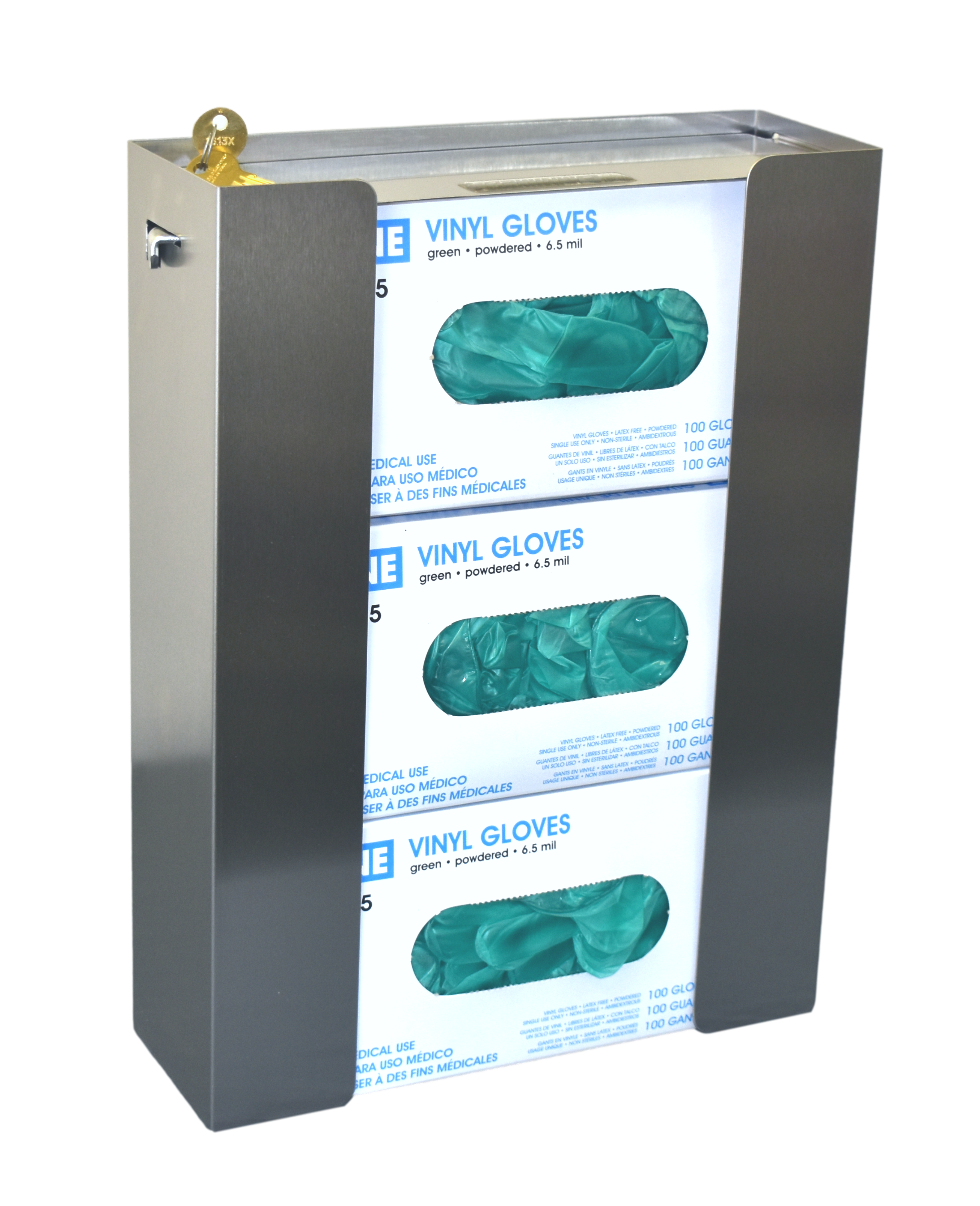 Triple Stainless Steel Locking Glove Box Holder| Omnimed